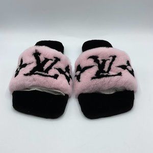 Louis Vuitton, Shoes, Louis Vuitton Mink Monogram Slides Flat Mule Pink  And Black Eu Size 37 Us Size 7